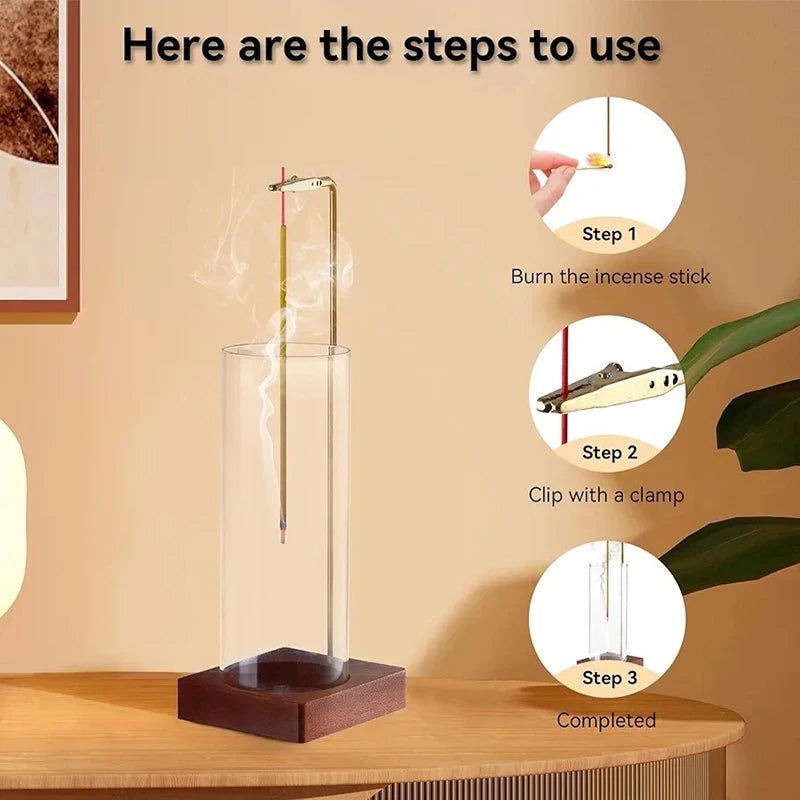 Glass Cylinder Incense Holder