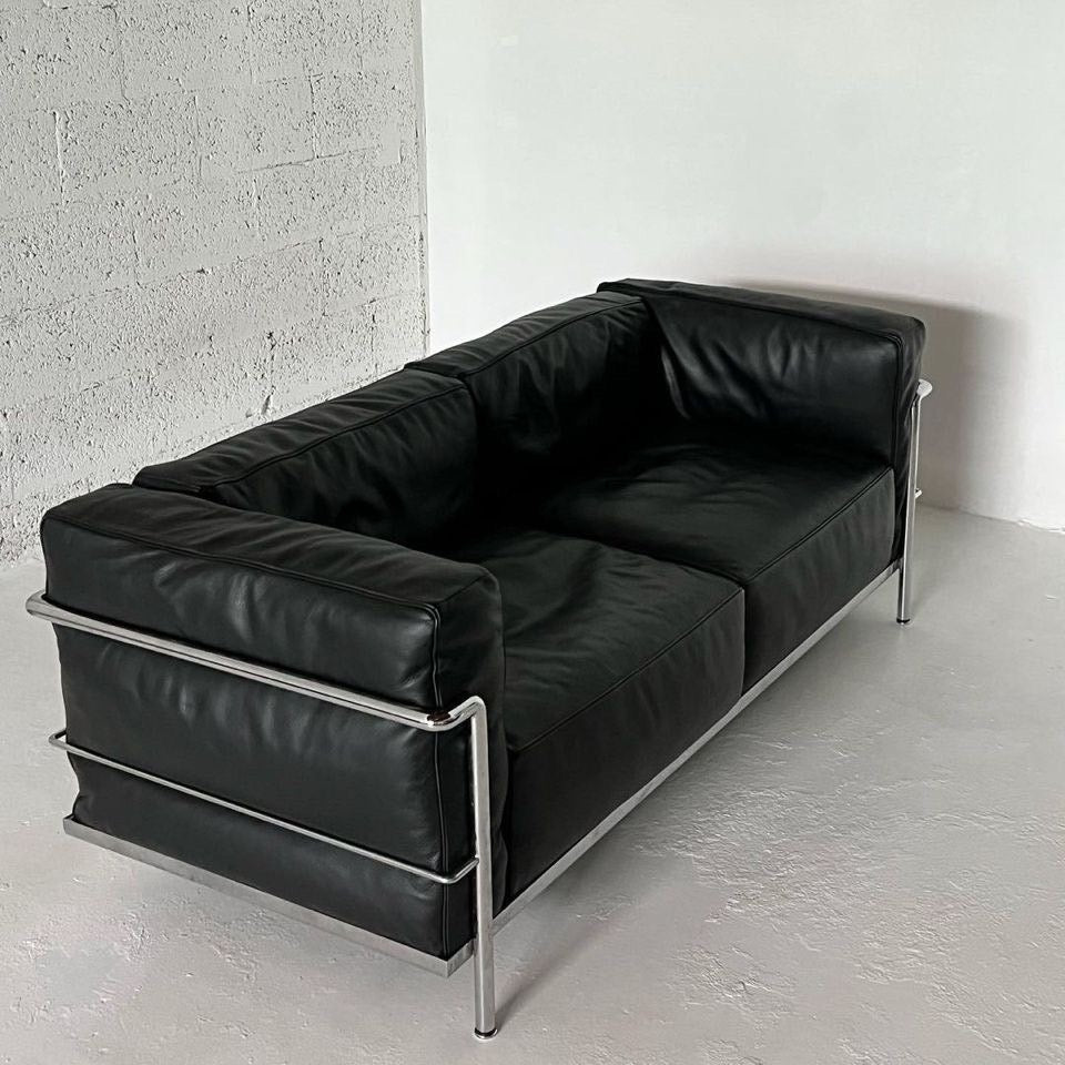 FRENCH LEATHER DOUBLE SOFA
