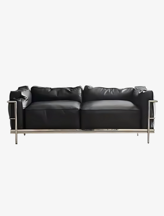 FRENCH LEATHER DOUBLE SOFA